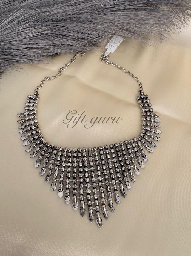 ✨ Plain Oxidised V-Shape Choker Necklace ✨