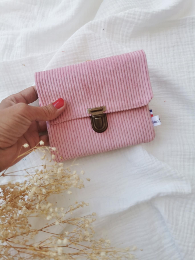 Portefeuille JIMMY velour rose/laiton