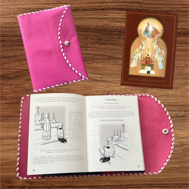 Liseuse en cuir pour missel enfants 