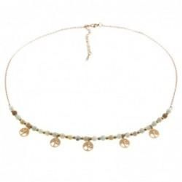 Collana donna con pietre naturali bijoux e charms ad albero della vita 