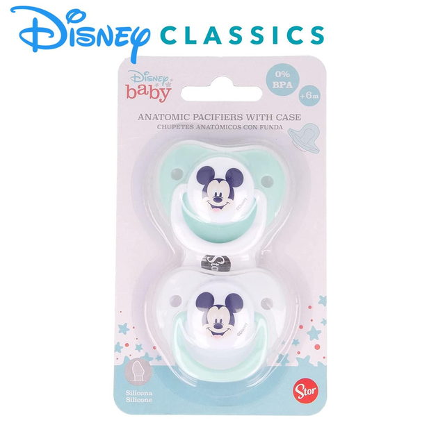 2 CHUPETES +6 M C/FUNDA MICKEY