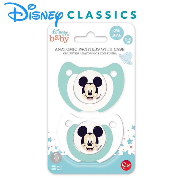 2 CHUPETES 0 A 6 M C/FUNDA MICKEY