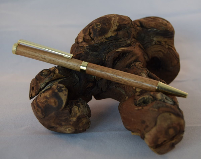 balpen, goud - walnoot