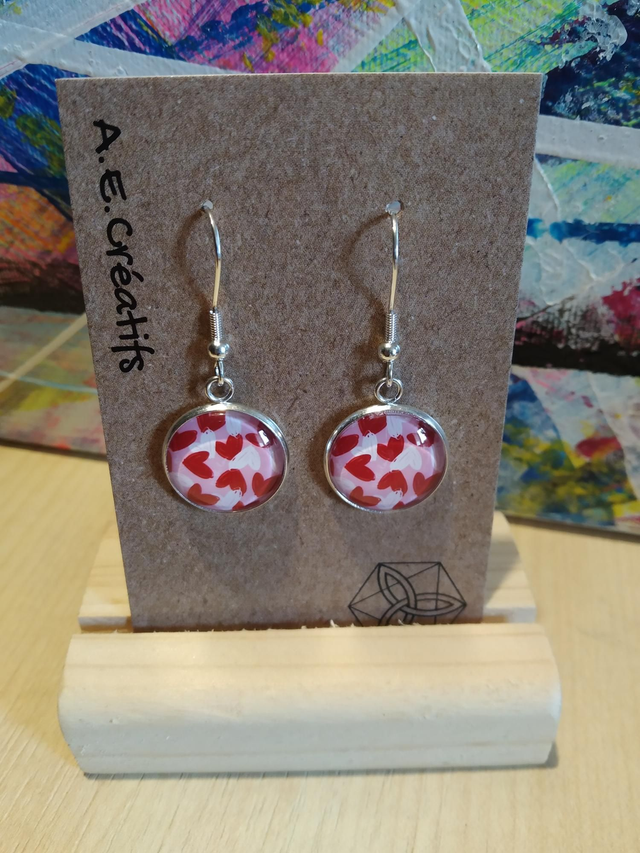 Boucles D&#039;oreilles Cabochons Coeur 
