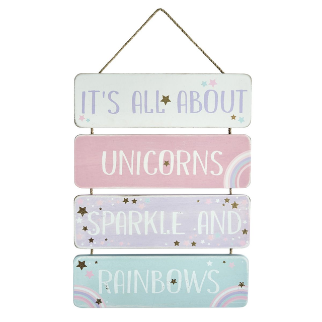 Hanging Sign - It's All About Unicorns Sparkle And Rainbows