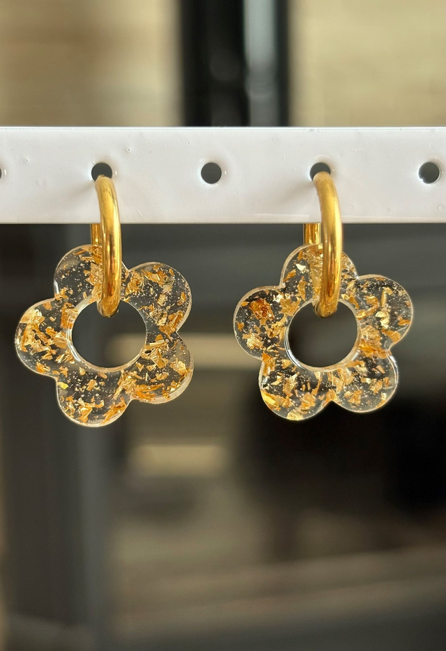 Pampilles THAÏS - transparente et feuilles d&#039;or