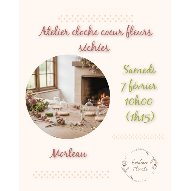 C. COMPLET. Atelier cloche-coeur fleurs séchées 