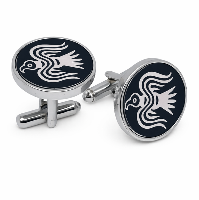 Ravens of Odin Huginn and Muninn Viking Norse cuff link set gift boxed
