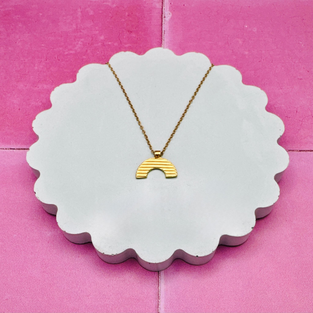 Gold Striped Rainbow Necklace