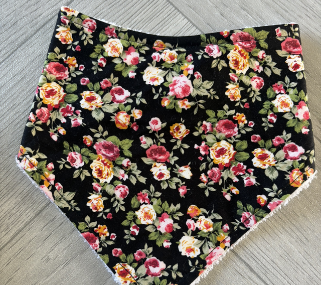 Black Floral Bamboo Dribble Bib