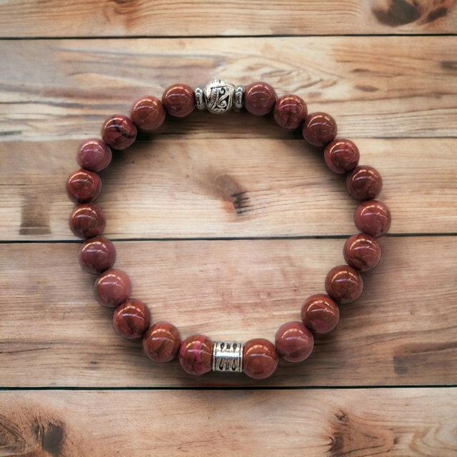 Chakra Racine/ Ancrage / Bracelet en Jaspe rouge / 8 MM