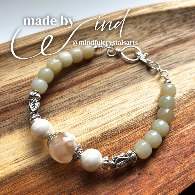 Made by Wind Series: Flower Agate × Jade Bracelet