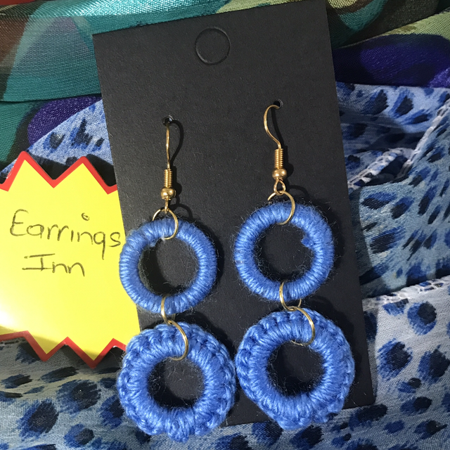 Blue Plain Crochet Dangling Earrings - PCOD13