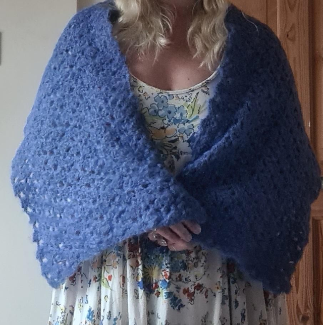 New Handmade Crochet Scarf Shawl Pashmina Blue