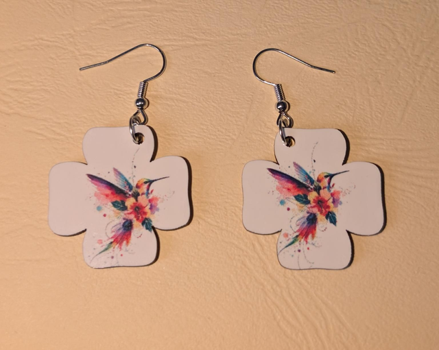 N°25 Boucles d'oreilles trèfle fantaisie hypoallergénique 