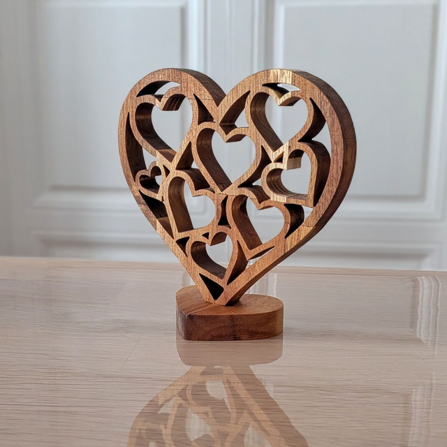 Coeur coeurs en acacia
