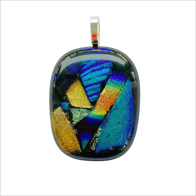 Mixed colour dichroic glass pendant (Ref P13)