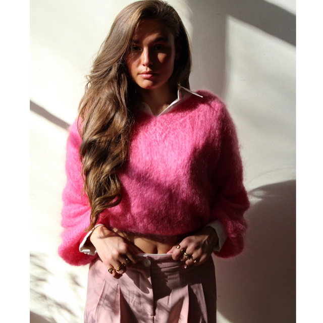 Pull V Sweater Fuxia