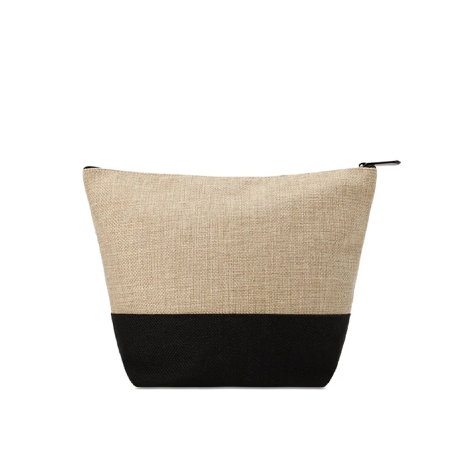 Linen Cosmetic Bag With Black Base