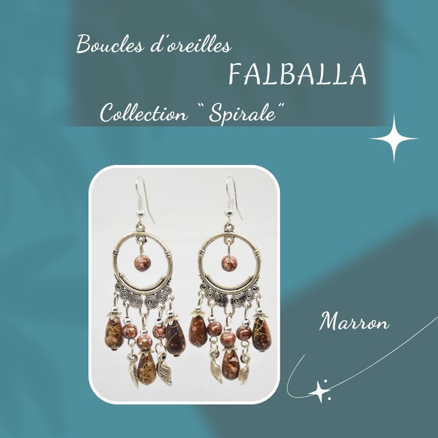 Boucles d&#039;oreilles FALBALLA - Collection Spirale - Marron