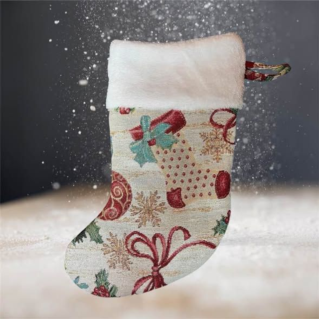 Chaussette de Noël en Toile Fil Doré