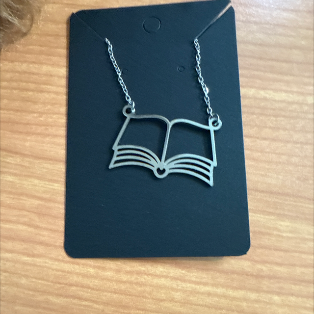 Book silver necklace