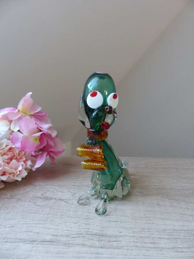 Sculpture Murano de Collection Adorable Chien Joueur en Verre, Figurine Chien en Verre Soufflé Presse Papier Décoration Maison, Art du Verre