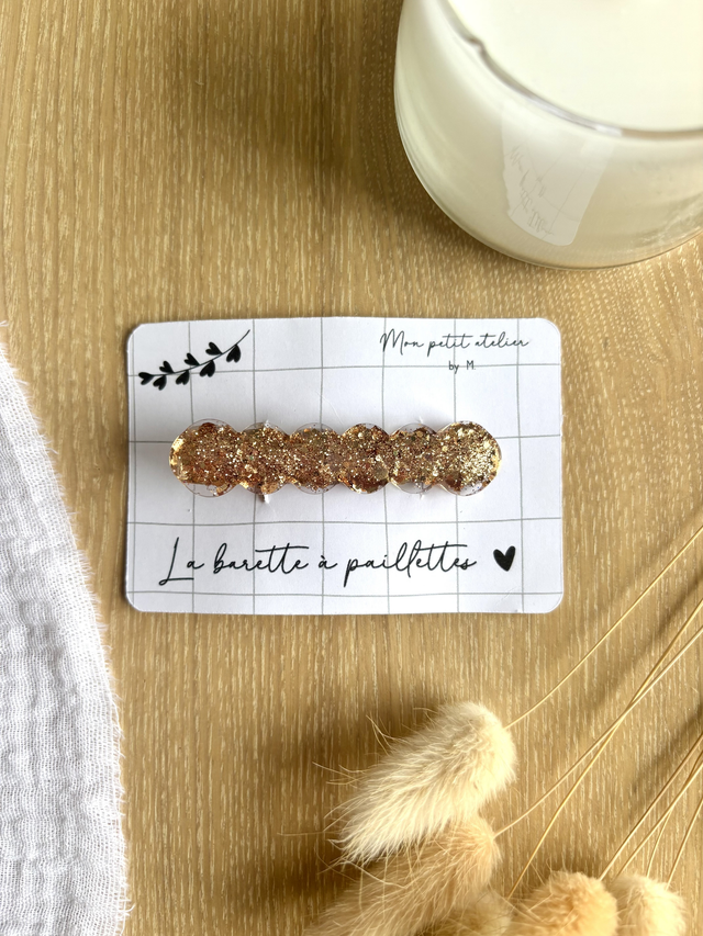 La barette à paillettes - Doré foncé