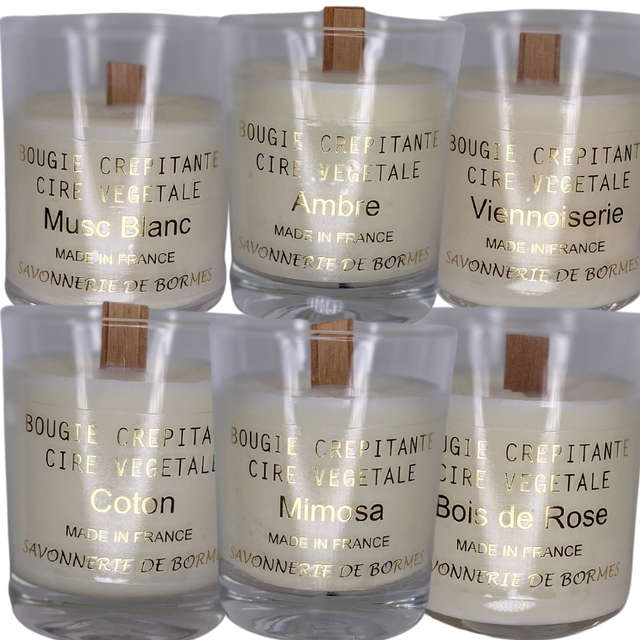 Bougie crépitante - Bois de rose