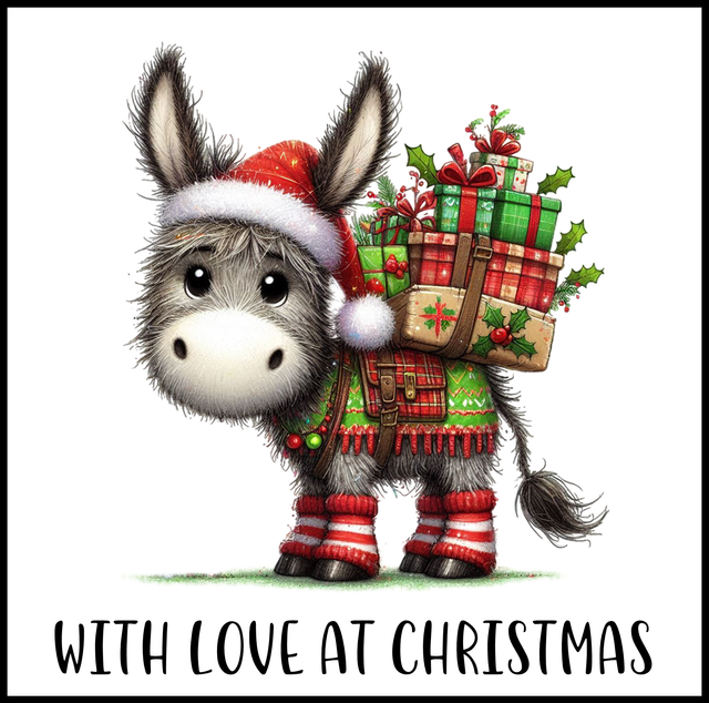 102A - CHRISTMAS CARD - DONKEY 2