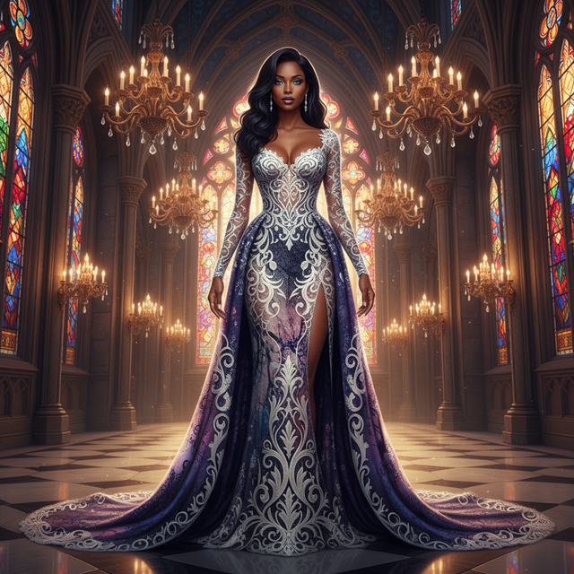 Robes haute couture en dentelles imprimées tarif sur demande.