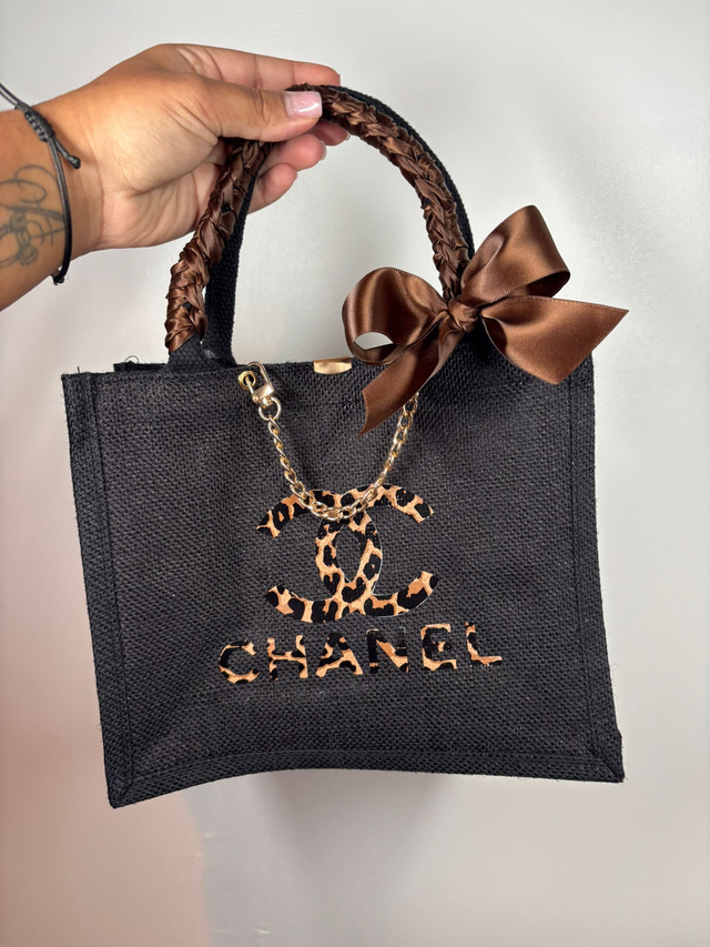 Sac en toile de jute noir à partir de