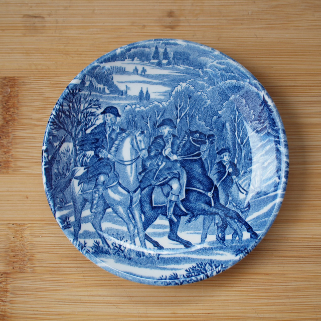 Liberty Blue | Sierschaaltje (diameter 10,5  cm | hoogte 1,5 cm) &#039;Historical Colonial Scenes&#039; motief in blauwe kleur | Vintage