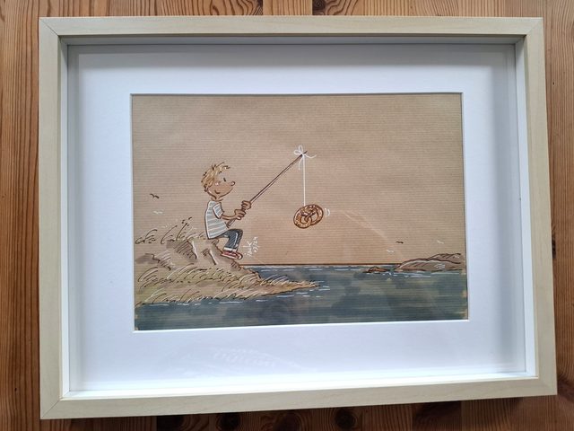 "Rivière" -  Dessin format A4 sur papier - cadre 32x42 - frais de port compris pour la France