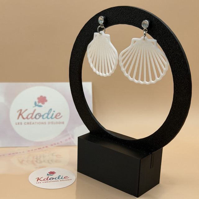 Boucles d'oreilles Coquillage - Forme Ajourée - Attaches inox avec brillant