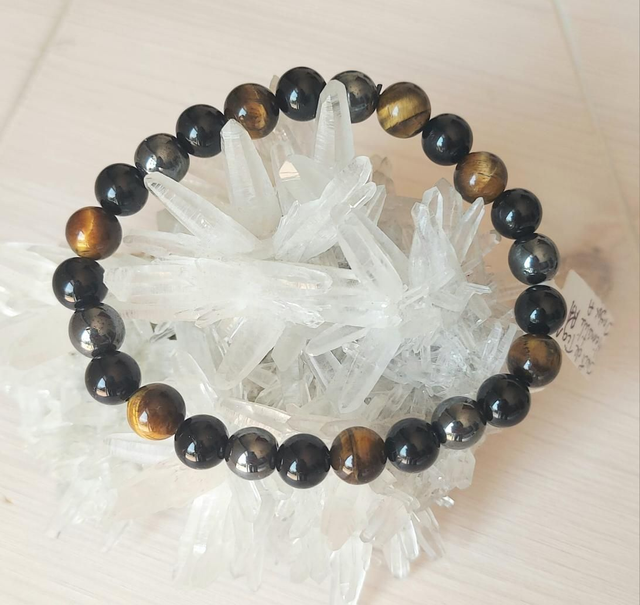 Hématite AA, Onyx A et Oeil de Tigre AA