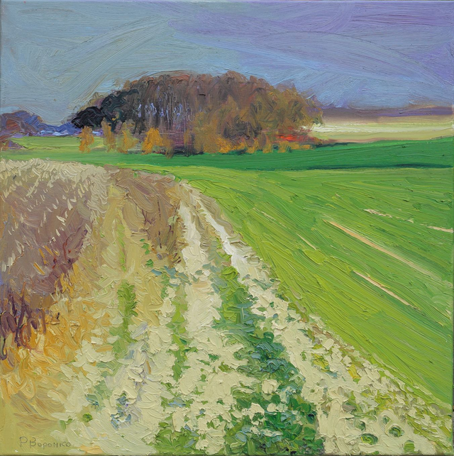 „Frühlingstag vor dem Regen“ Öl auf Leinwand, 80 × 80 cm., 2025