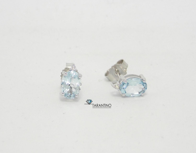 GADV Orecchini in Oro Diamanti e Acquamarina Ovale