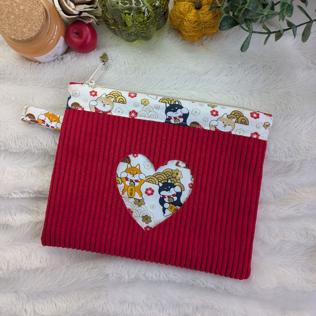 Trousse plate Petit Cœur - Rouge