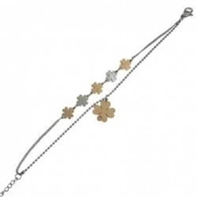 Bracciale donna in acciaio bicolore con charms portafortuna