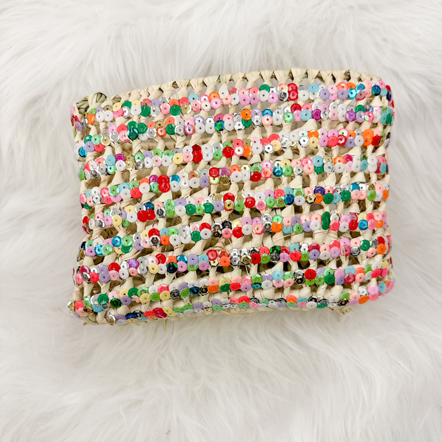 Panier à sequins multicolores 