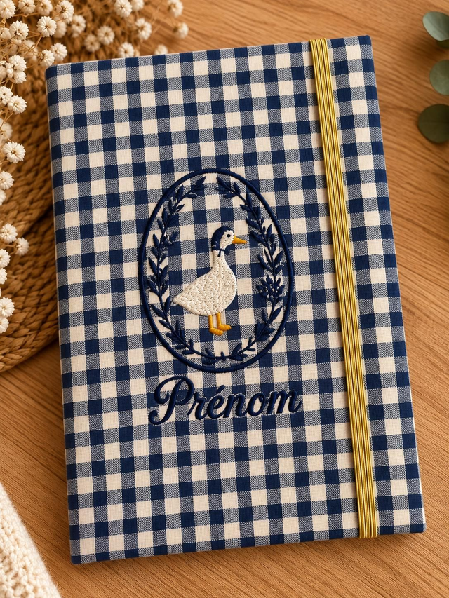 Protège Carnet de Santé "Campagne Chic" Vichy Bleu