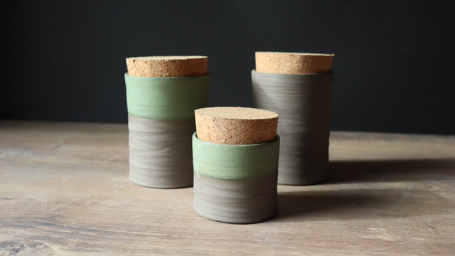 Ceramic jars with cork lid