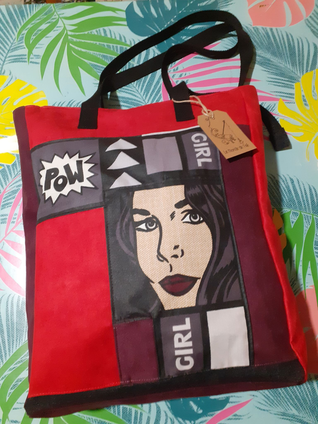 Sac cabas zippé Pow en suédine, jean et toile enduite