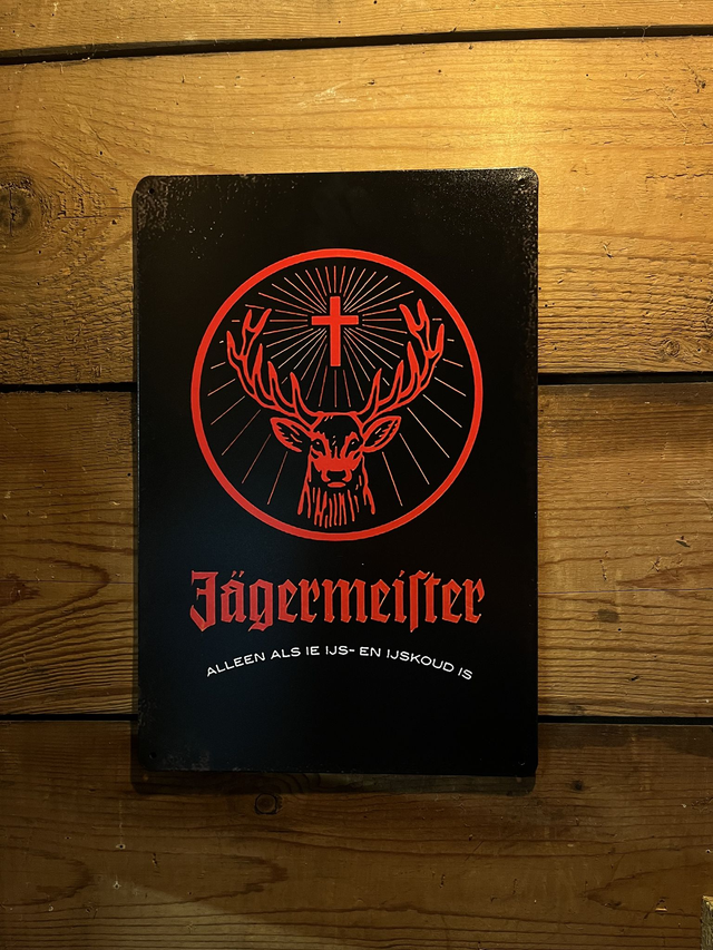 Metalen bierbord Jagermeister vintage zwart - 20 X 30 cm