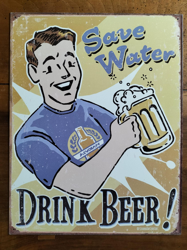 Plaque metal / Save water / aspect vintage / occasion T.B.E