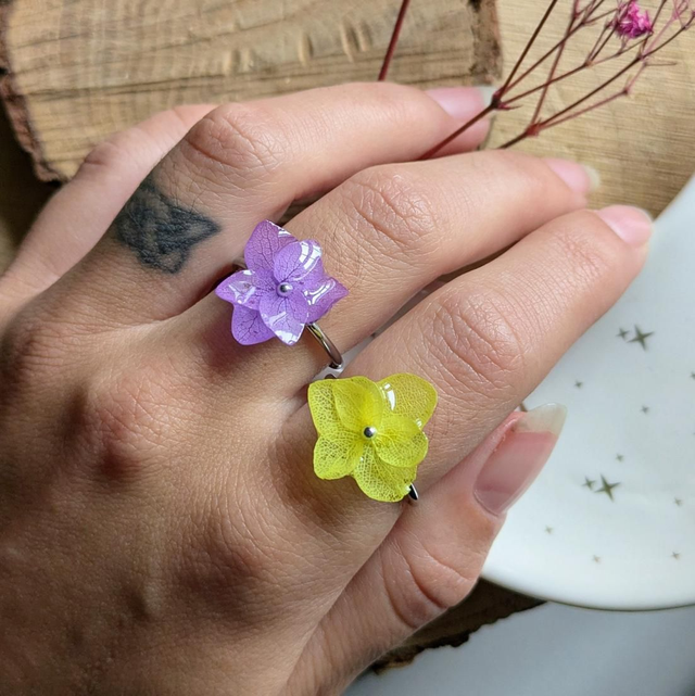 Anillo de hortensia colores