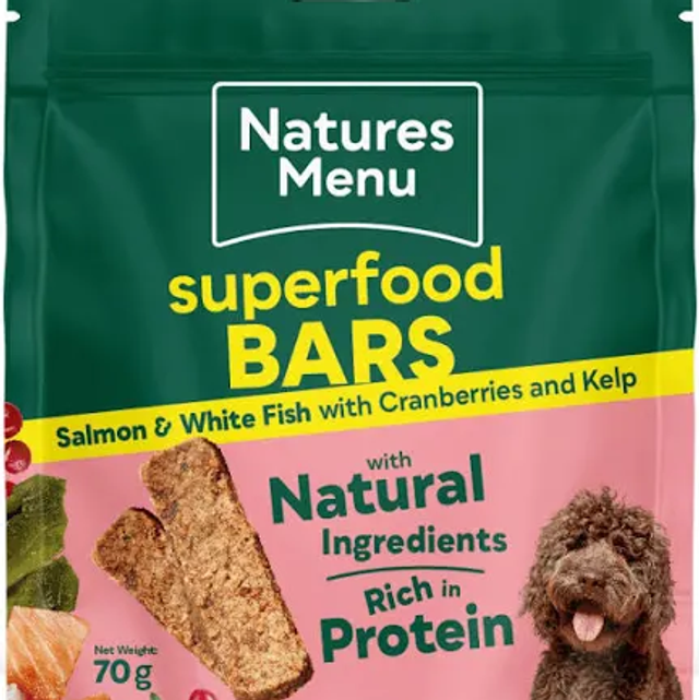 Super food bars , salmon and white fish , 70g e