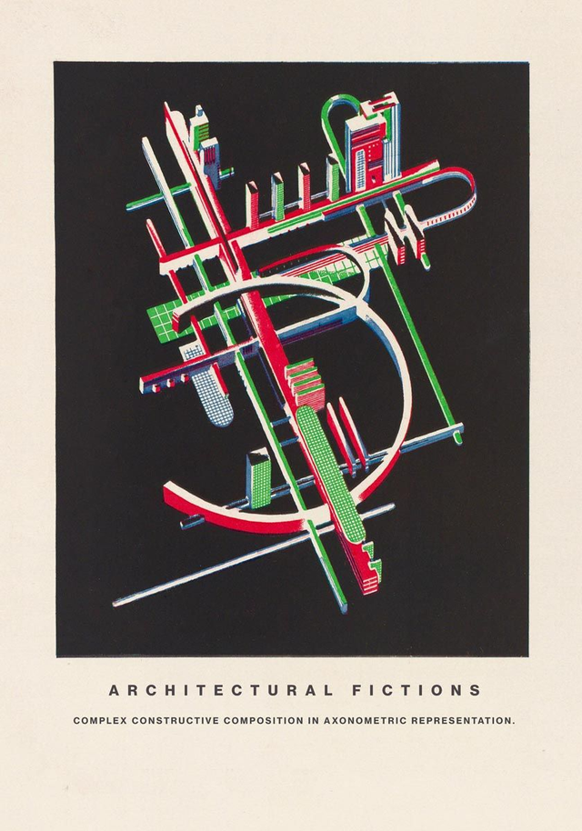 Complex constructive composition in axonometric representation.