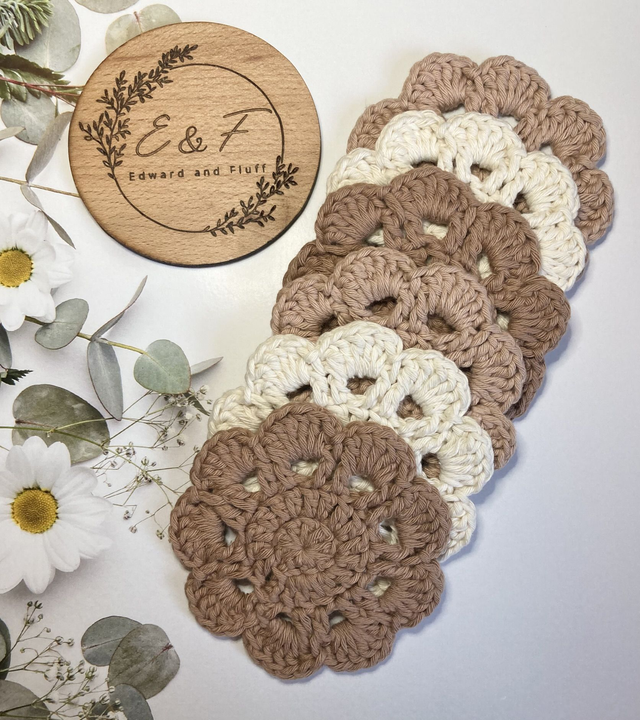 Crochet coasters, 100% cotton coasters, cotton drinks coaster, handmade coaster mat